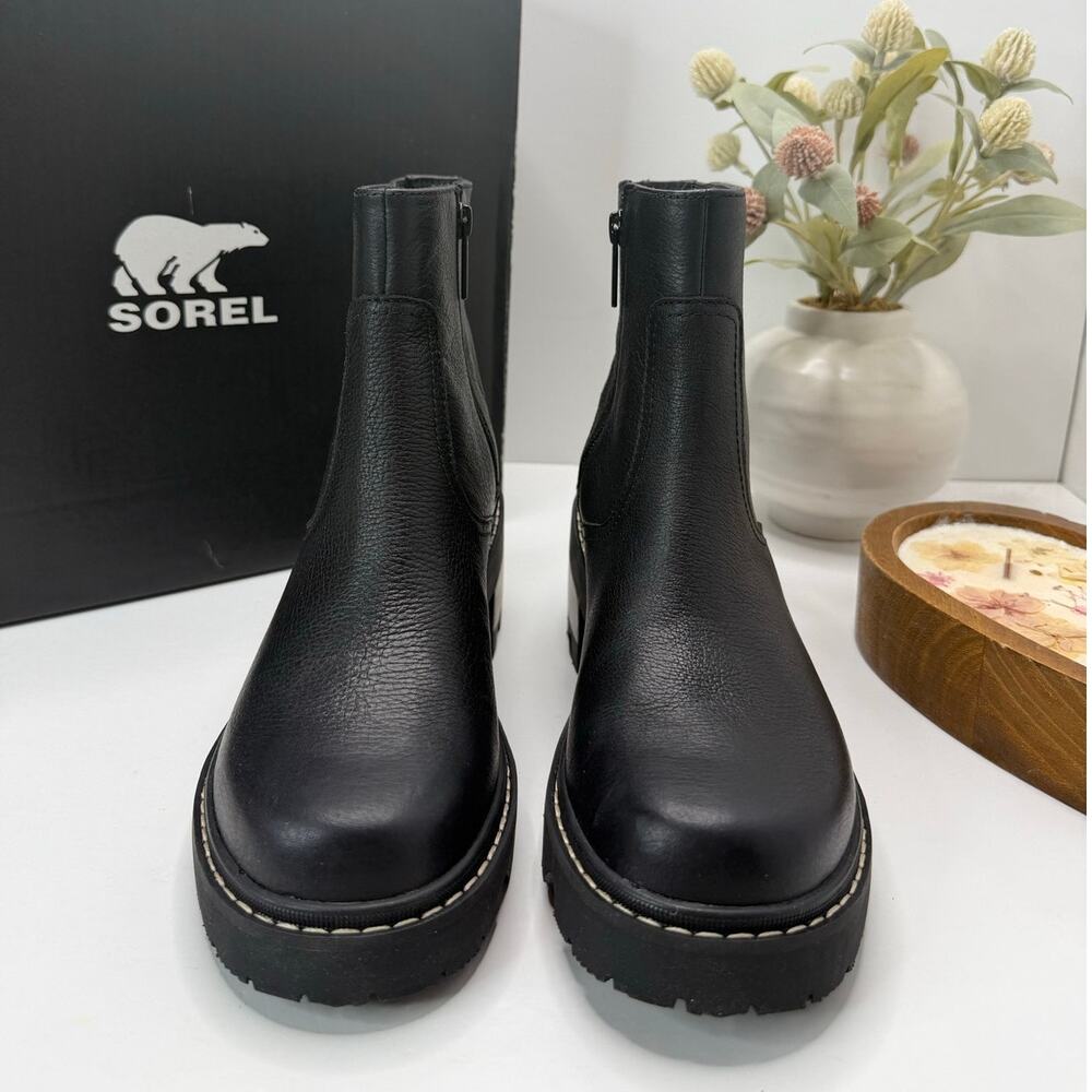 Sorel Joan Now Zip Bootie Chunky Lug Sole Black Women's 8 NWB - Picture 2 of 10